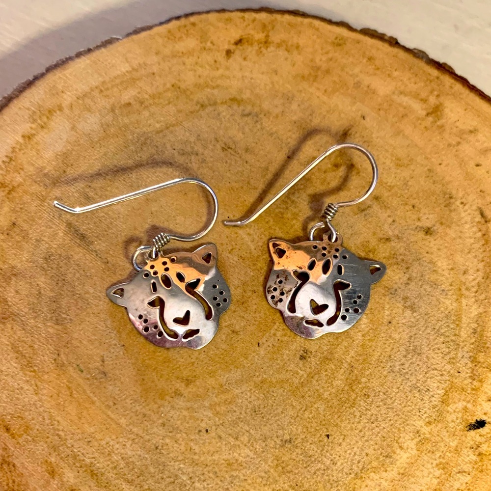Sterling Silver Leopard Earrings